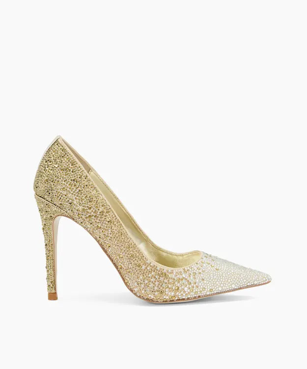 DUNE GOLD OMBRE RHINESTONE POINTED TOE PUMP