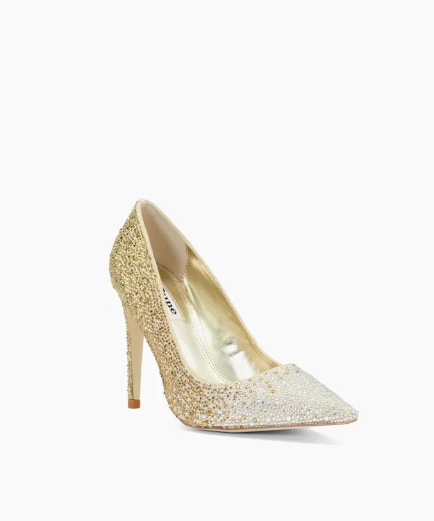 DUNE GOLD OMBRE RHINESTONE POINTED TOE PUMP