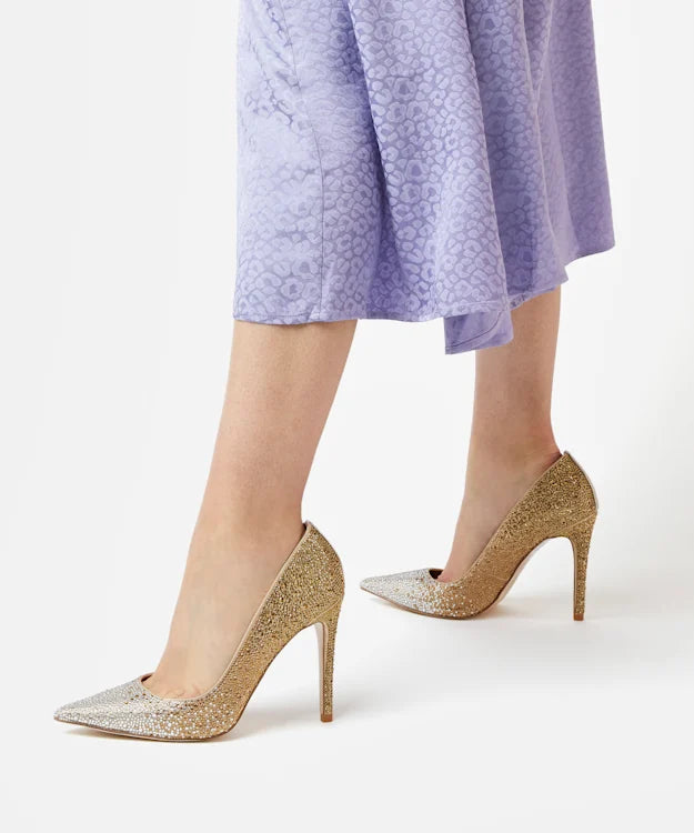 DUNE GOLD OMBRE RHINESTONE POINTED TOE PUMP