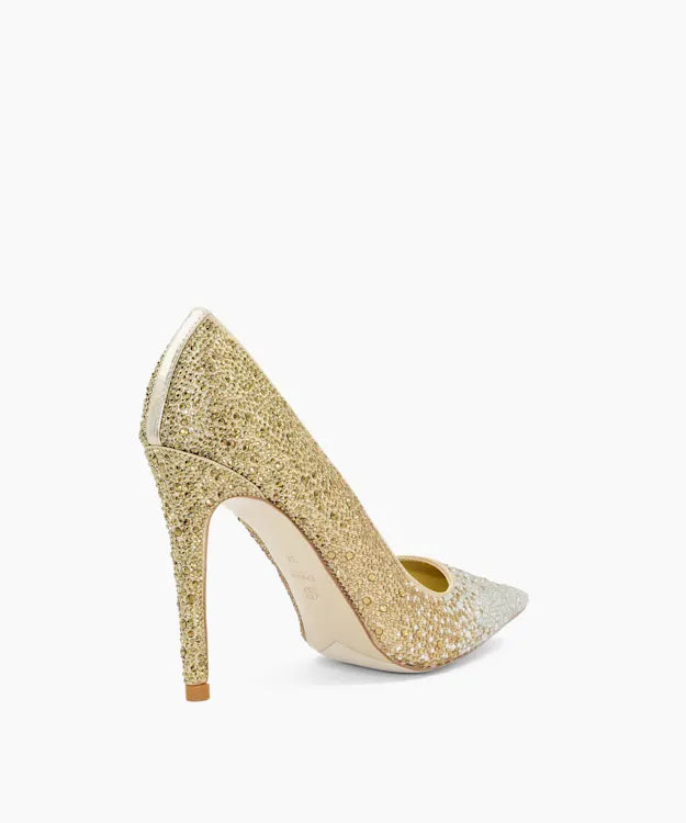DUNE GOLD OMBRE RHINESTONE POINTED TOE PUMP