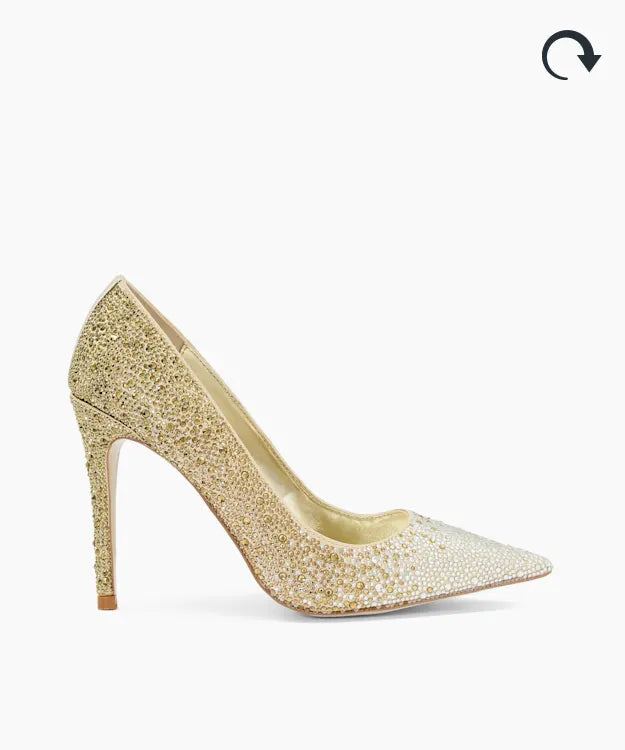 DUNE GOLD OMBRE RHINESTONE POINTED TOE PUMP