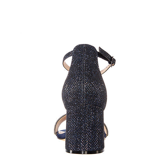 I.MILLER NAVY EMBELLISHED STRAP BLOCK HEEL