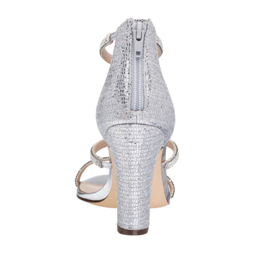 I.MILLER SILVER TRIPLE STRAP BLOCK HEEL SANDAL