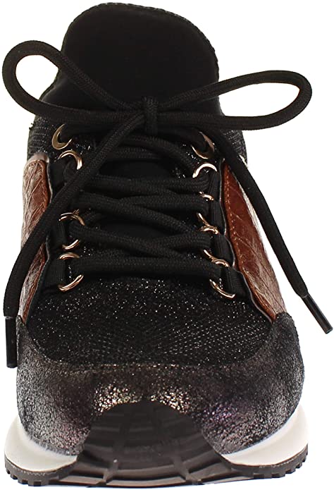 LA STRADA BLACK AND BROWN ANIMAL PRINT TRAINERS