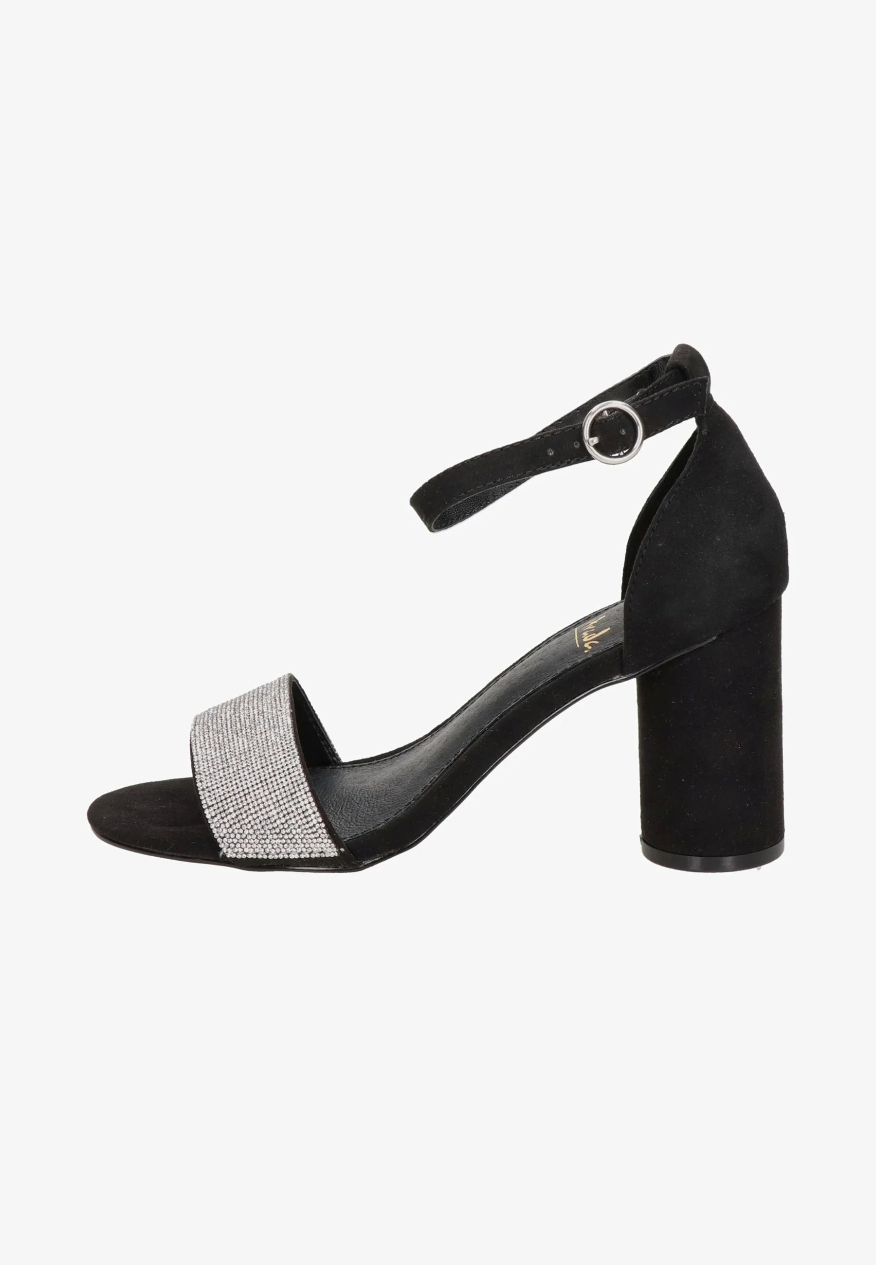 LA STRADA BLACK EMBELLISHED BLOCK HEEL SANDAL