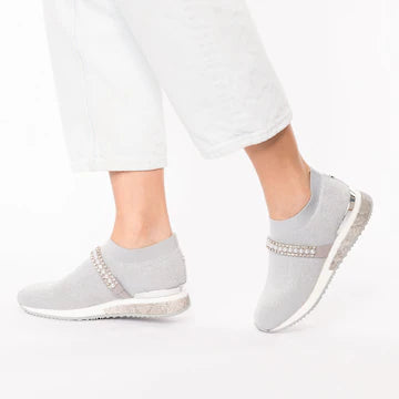 LA STRADA GREY EMBELLISHED SLIP-ON TRAINERS