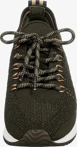 LA STRADA KHAKI ELASTIC LACE UP TRAINERS WITH DOTTED LACE