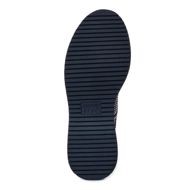 MADDEN NYC BLACK STUDDED LACE-UP ANKLE TRAINERS