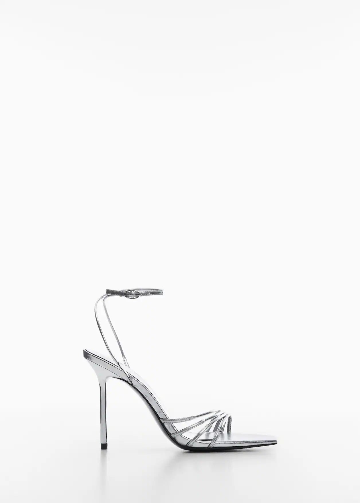 MANGO SILVER STRAPPY HEELED SANDAL