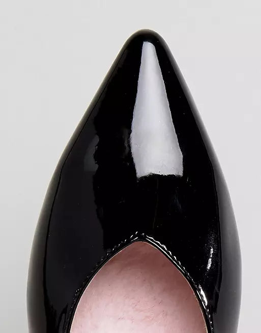 MONKI BLACK PATENT FUR DETAIL SLINGBACKS
