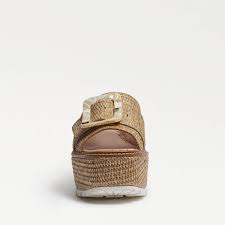 SAM EDELMAN NATURAL RAFFIA BUCKLE DETAIL WEDGE MULE