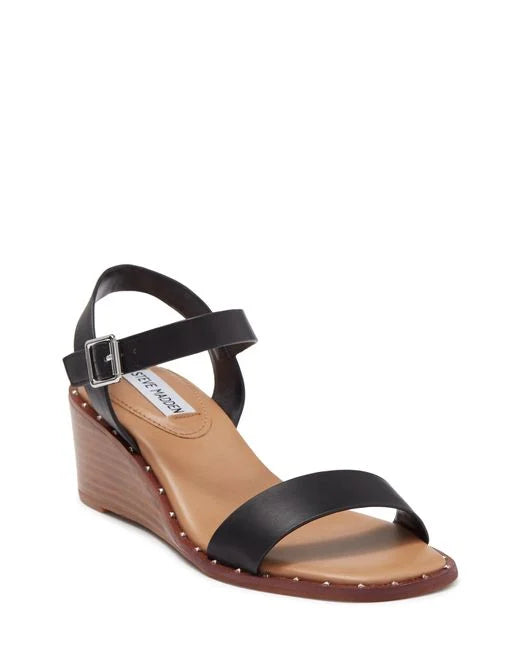 STEVE MADDEN BLACK WEDGE SANDAL