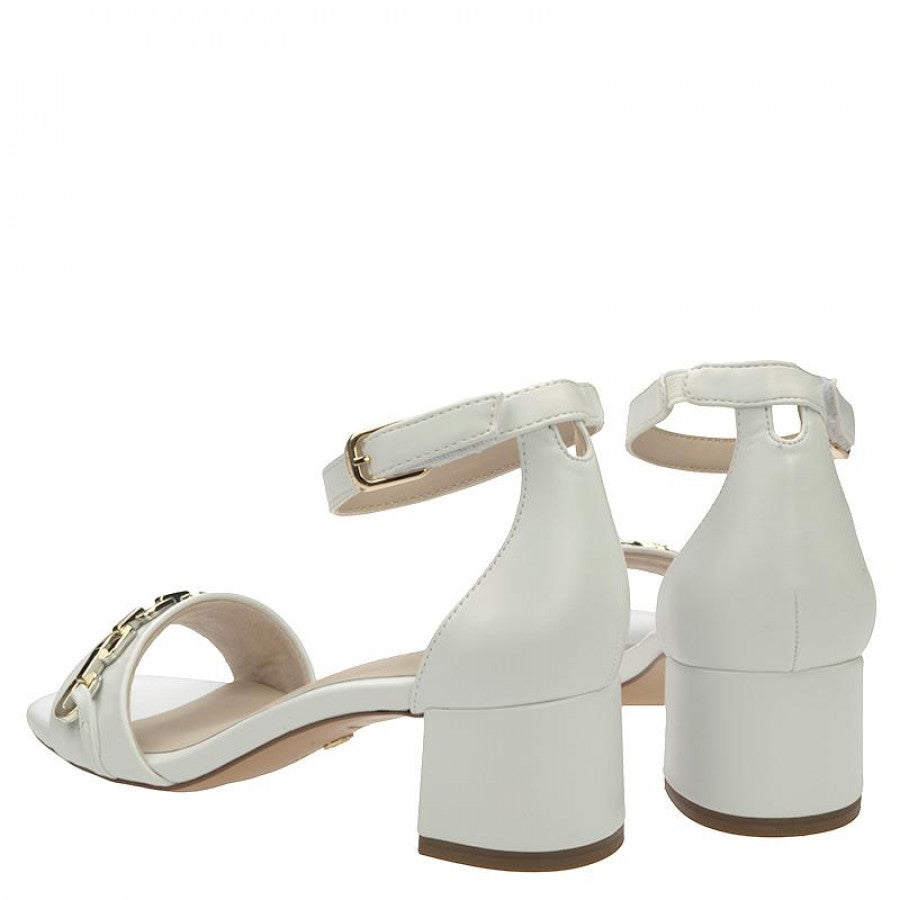 TAMARIS WHITE CHAIN DETAIL BLOCK HEEL SANDAL