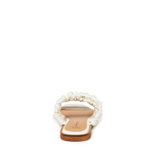 TIME AND TRU WHITE RUCHED LEATHER SLIDE