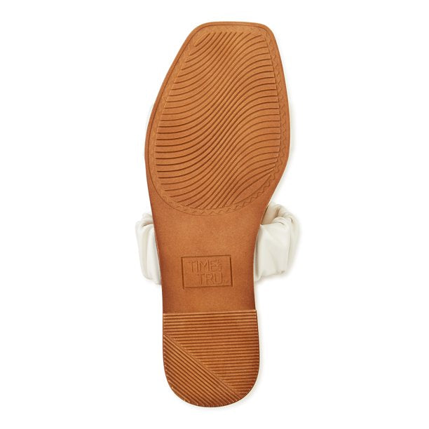 TIME AND TRU WHITE RUCHED LEATHER SLIDE