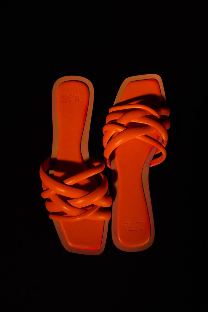 ZARA ORANGE MULTI STRAP SLIPPERS