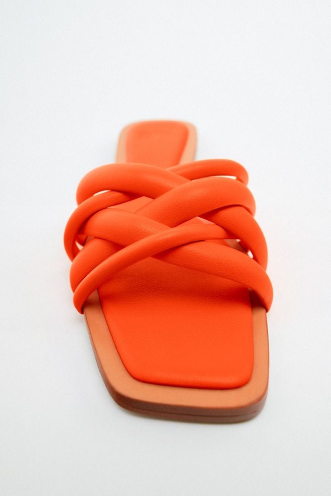 ZARA ORANGE MULTI STRAP SLIPPERS