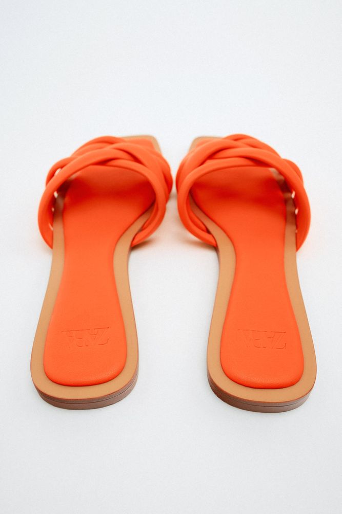 ZARA ORANGE MULTI STRAP SLIPPERS
