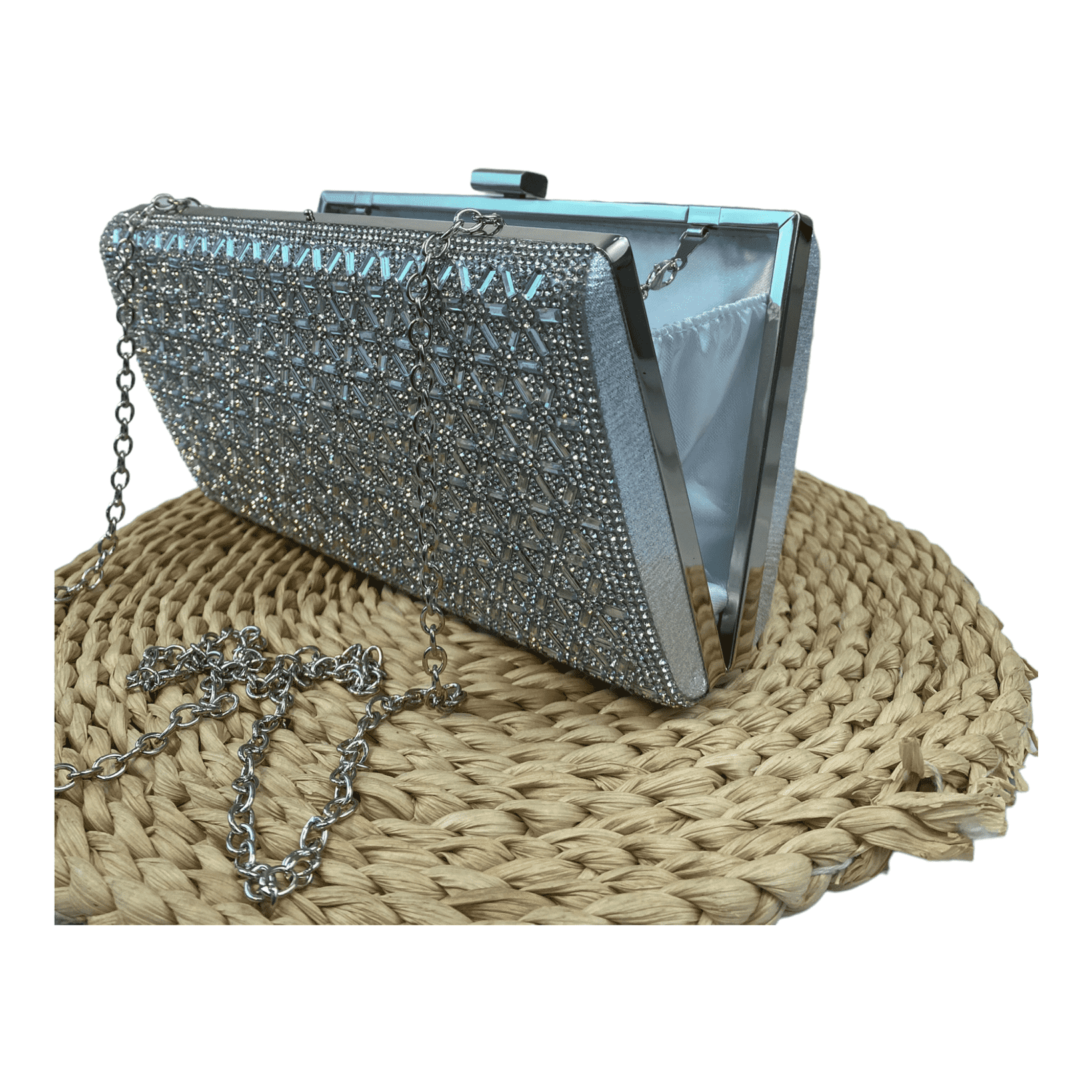 Silver clearance clutch purse