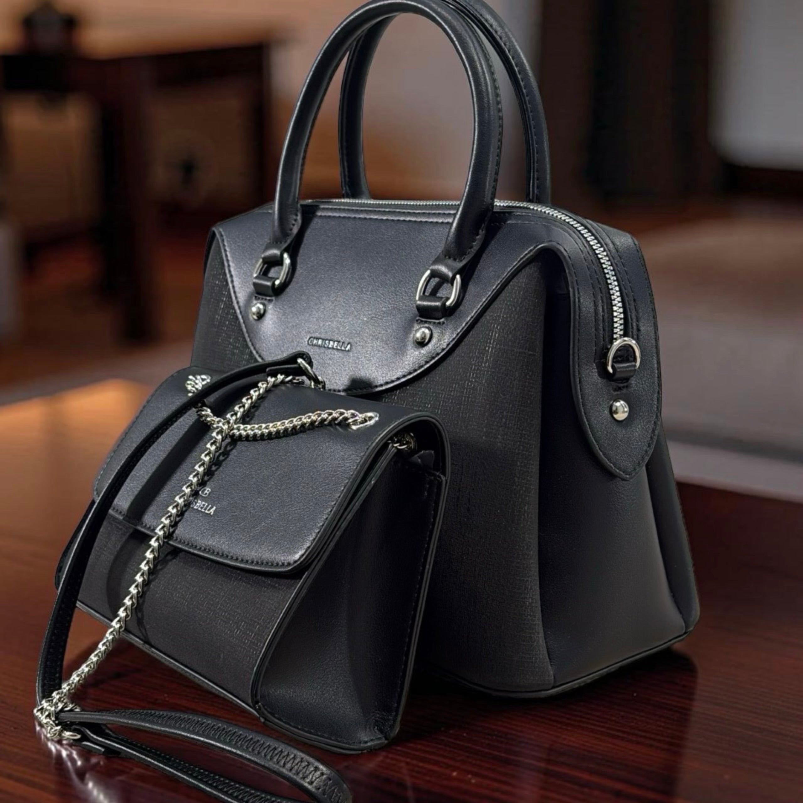 Chrisbella Medium 2-in-1 Bag in Black