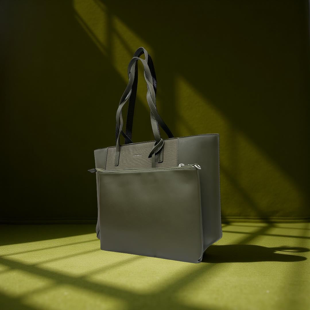 Chrisbella Two-Tone Large Tote in Green