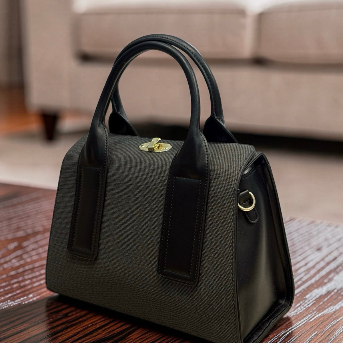 Chrisbella Textured Two-in-One Bag in Black