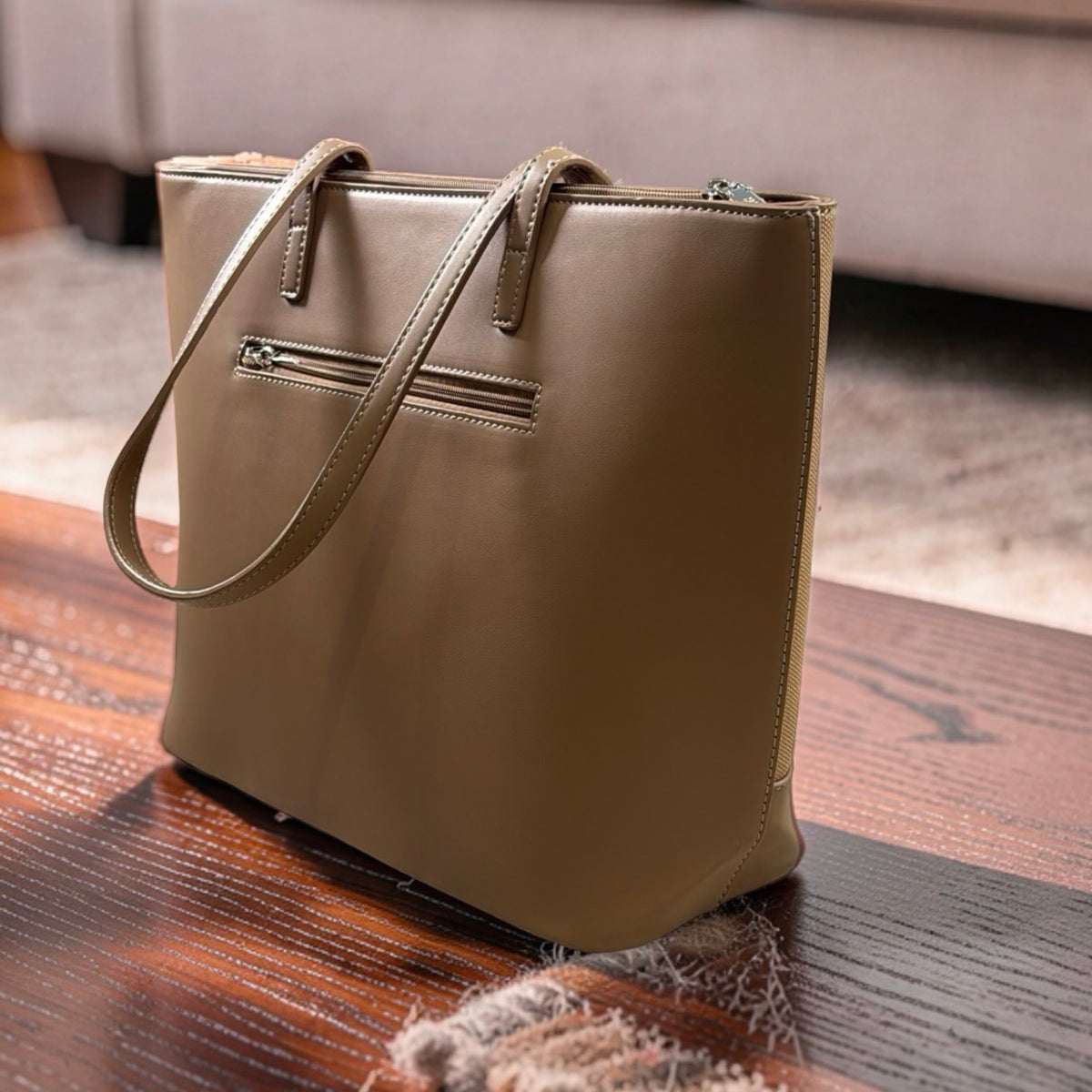 Bagco Textured Large Shoulder Bag in Beige