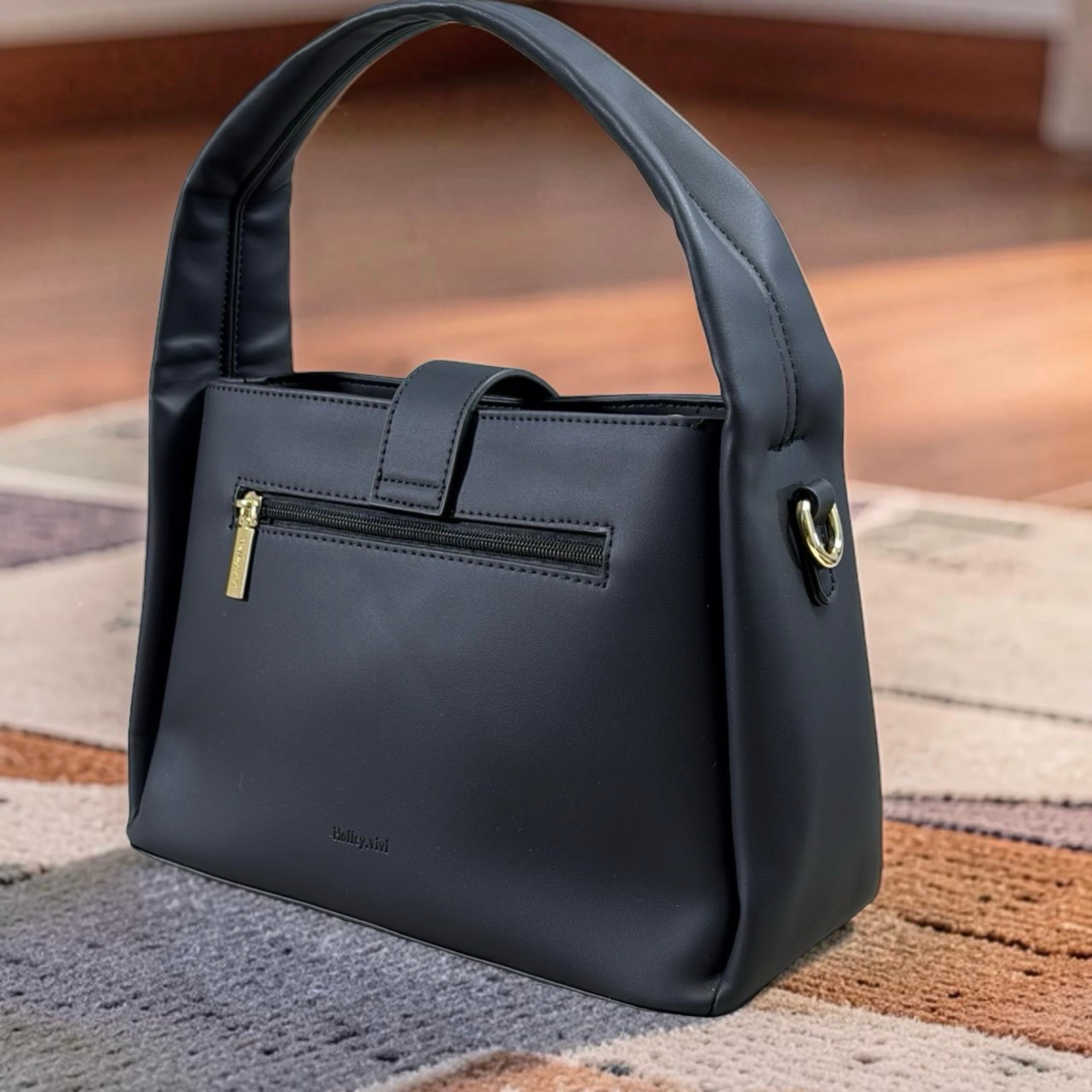 Holley Vivi Two-Tone Design Shoulder Bag in Black