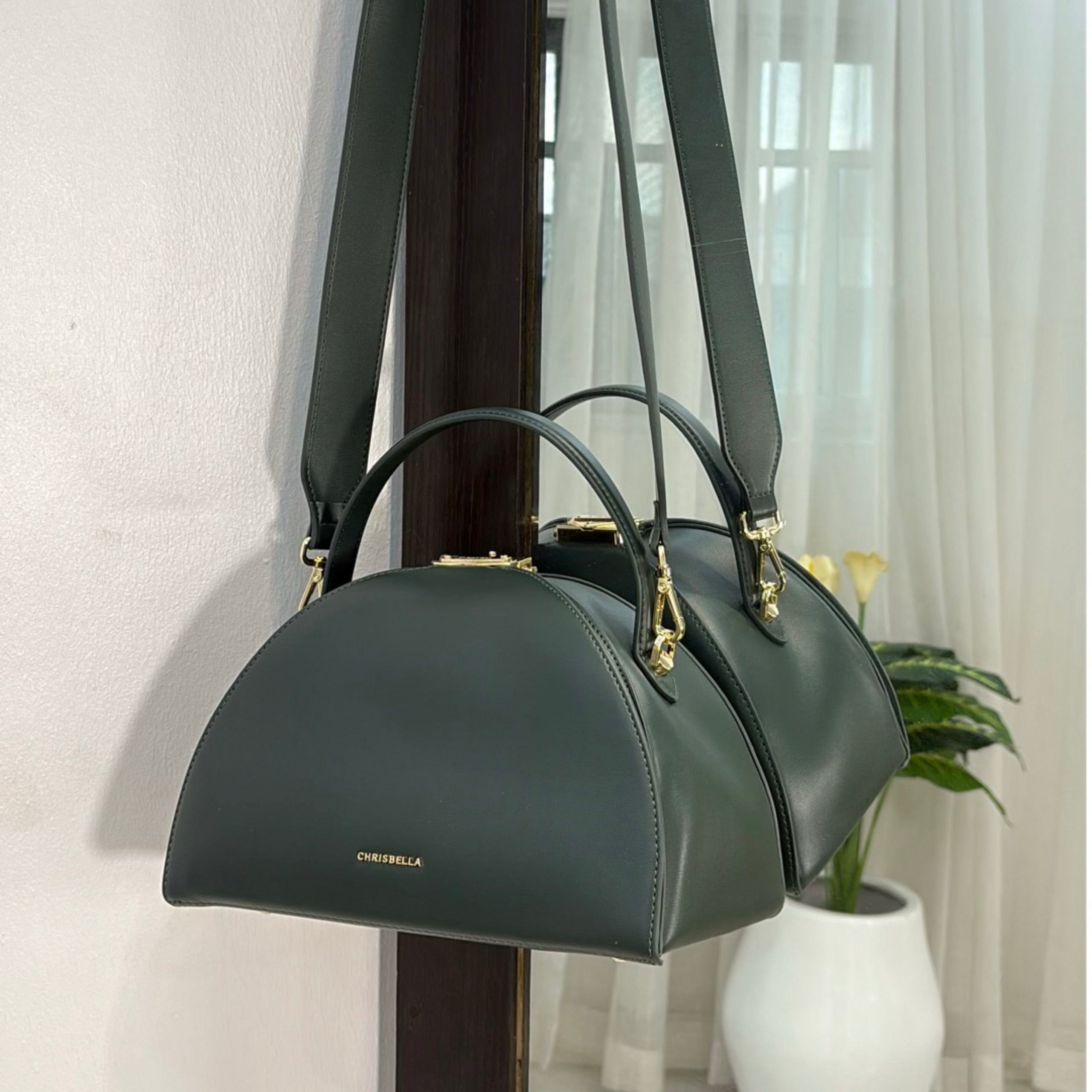 Chrisbella Semi-Circle Top Handle Bag in Green