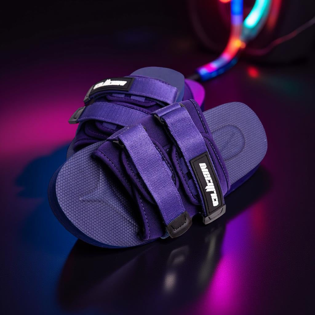 Diceyfied Essentials Velcro Logo-Detail Unisex Slide in Purple