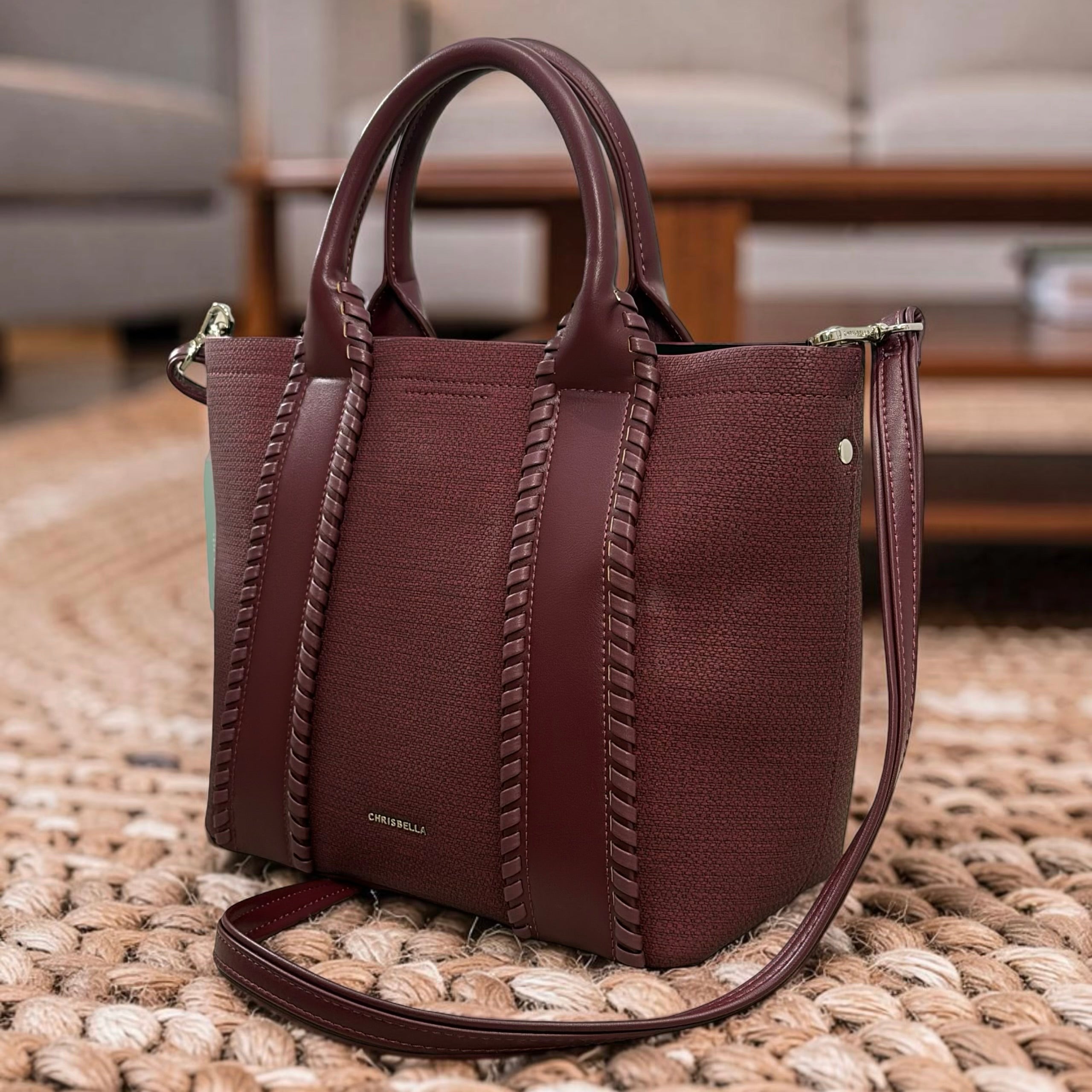 Chrisbella Detail Handle Bag in Wine