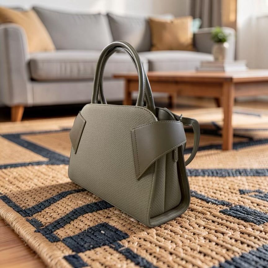Bagco Double Knob Structured Bag in Olive