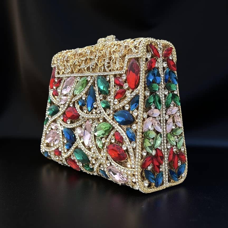 Vienna Multi Box Clutch Rhinestone Party Purse