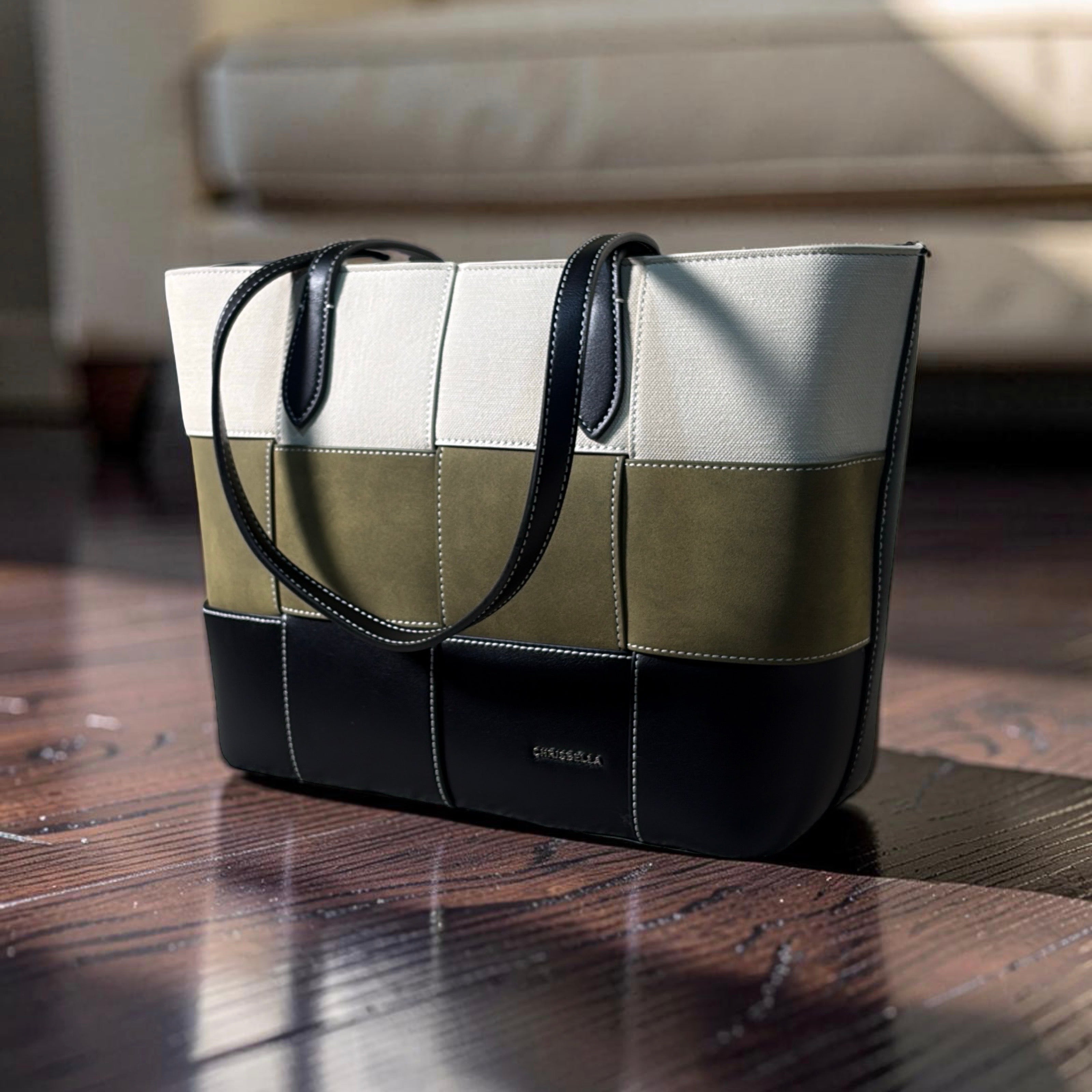 Chrisbella Mat Design Shoulder Bag in Black Mix