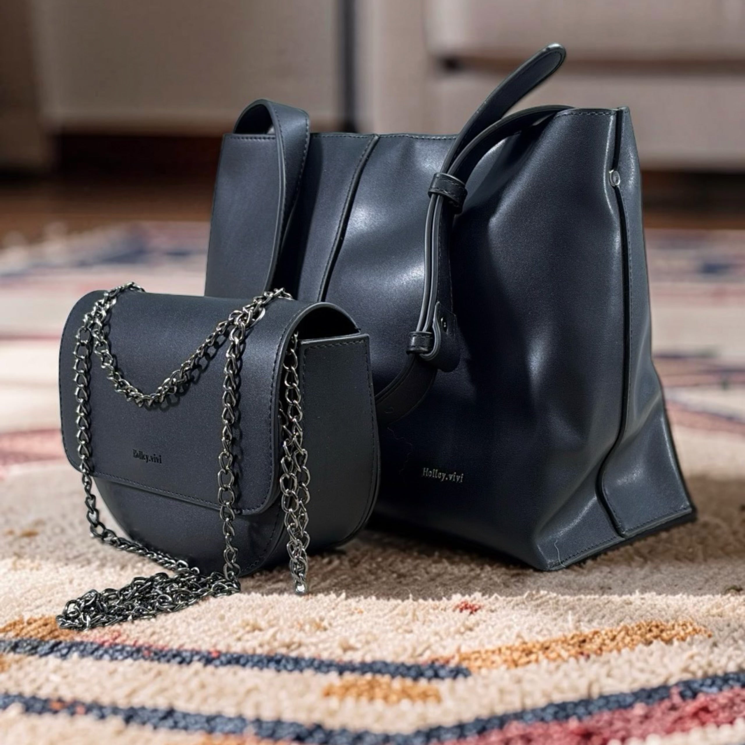 Holley Vivi Single Shoulder Strap 2-in-1 Bag in Black