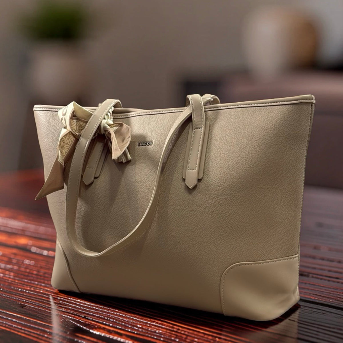 Bagco Scarf Large Tote Bag in Beige