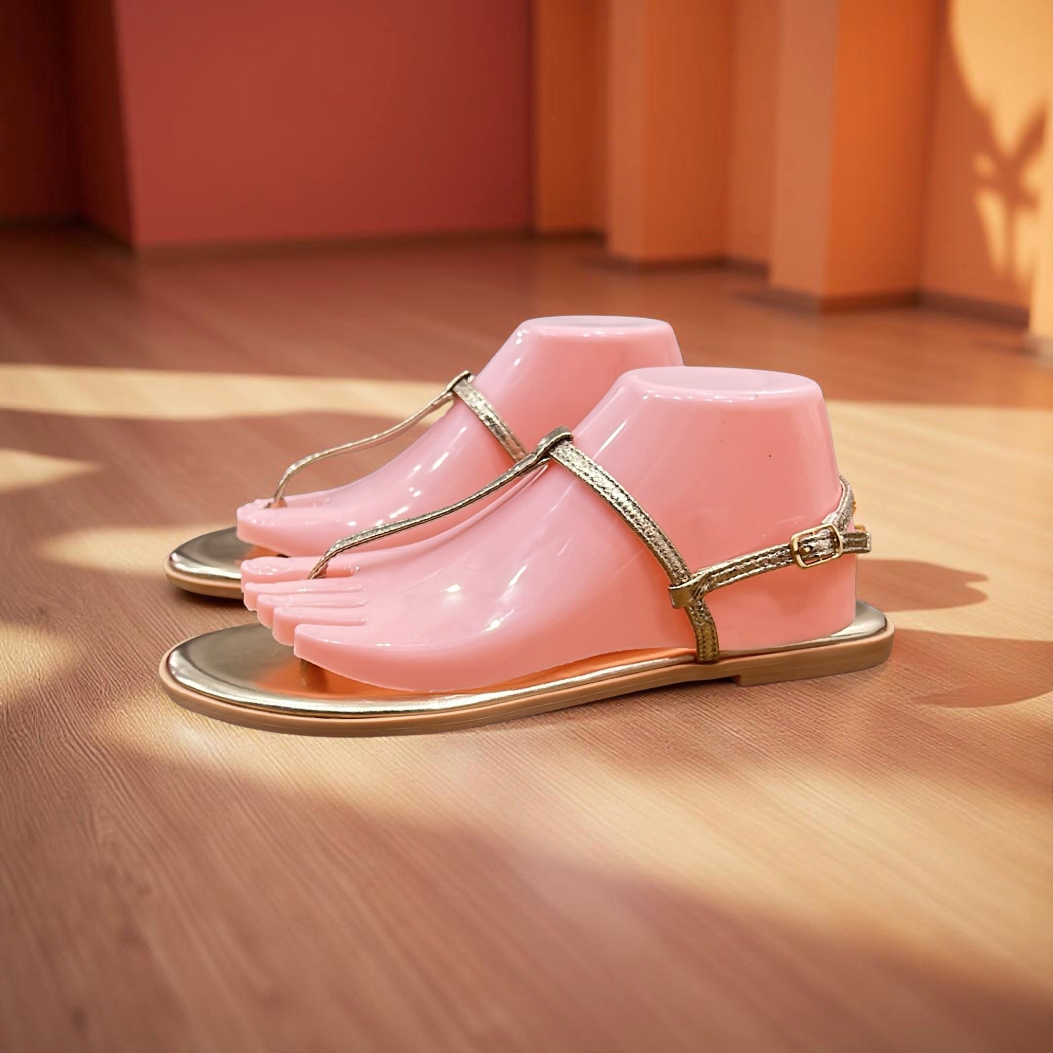 Aldo T-Strap Sandal in Rosegold