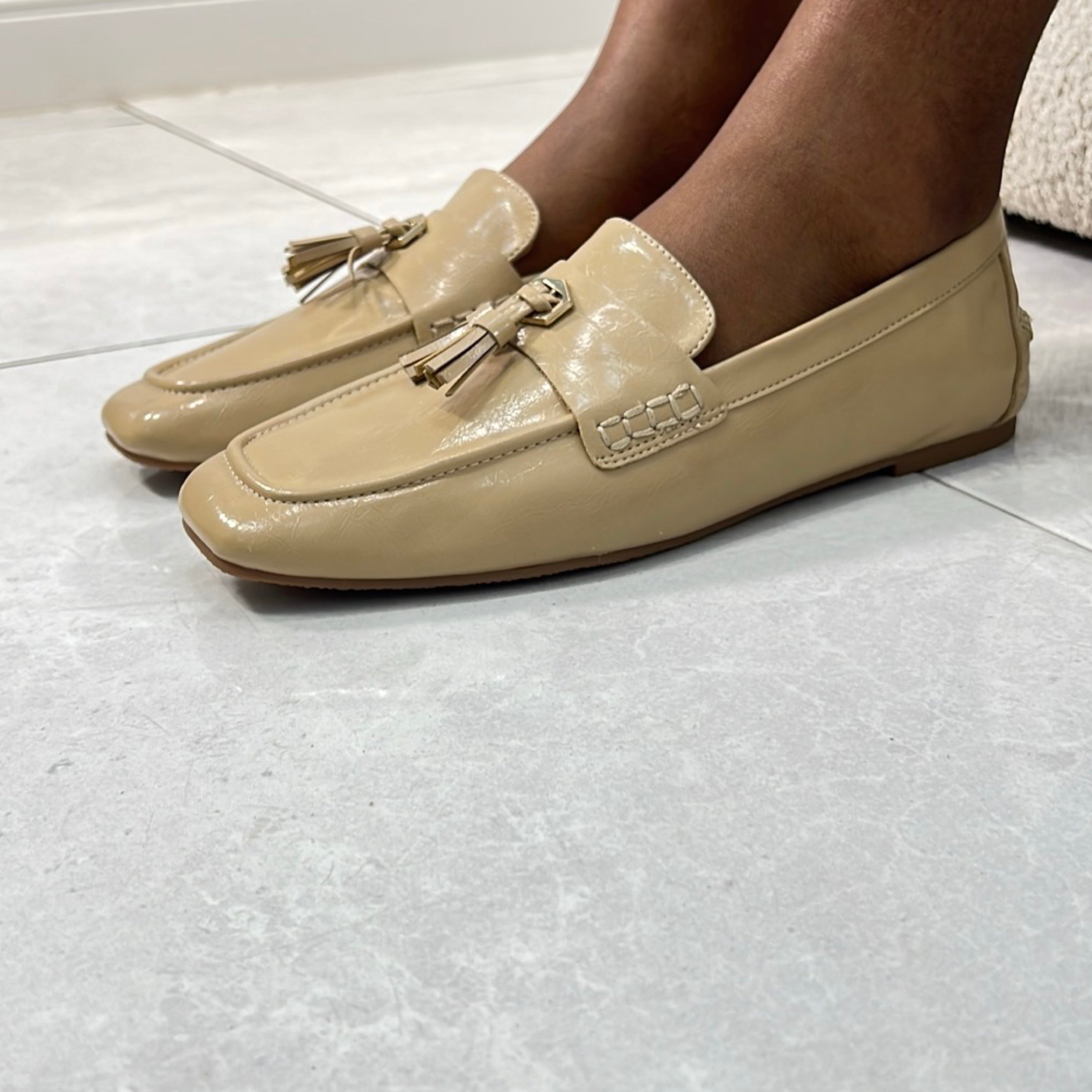 Stradivarius Tassel Loafers in Nude
