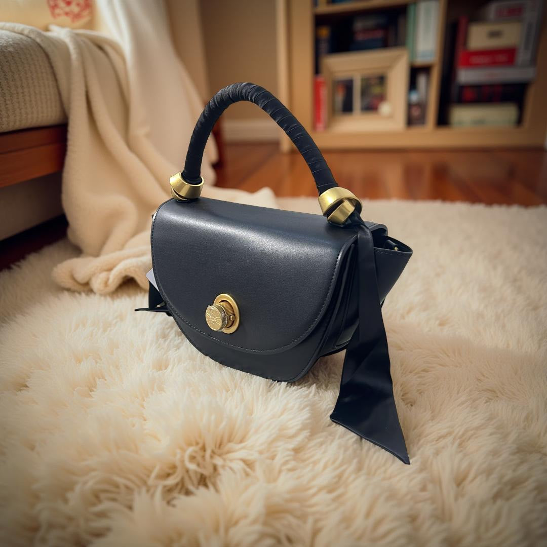 Versse Mini Top Handle Winged Bag in Black