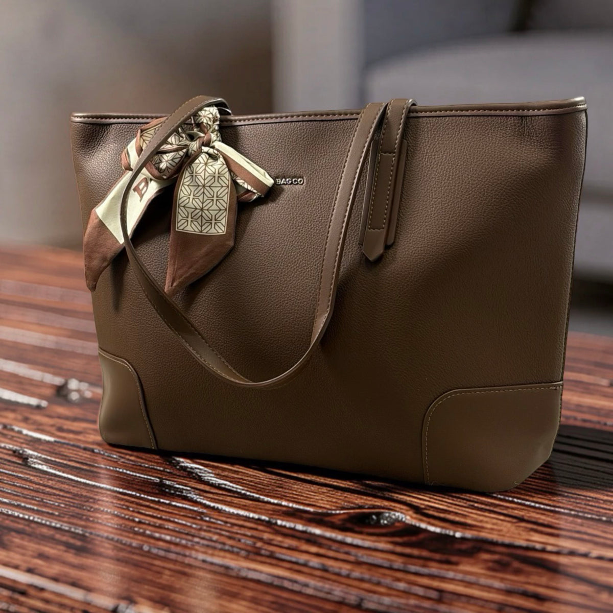 Bagco Scarf Large Tote Bag in Coffee