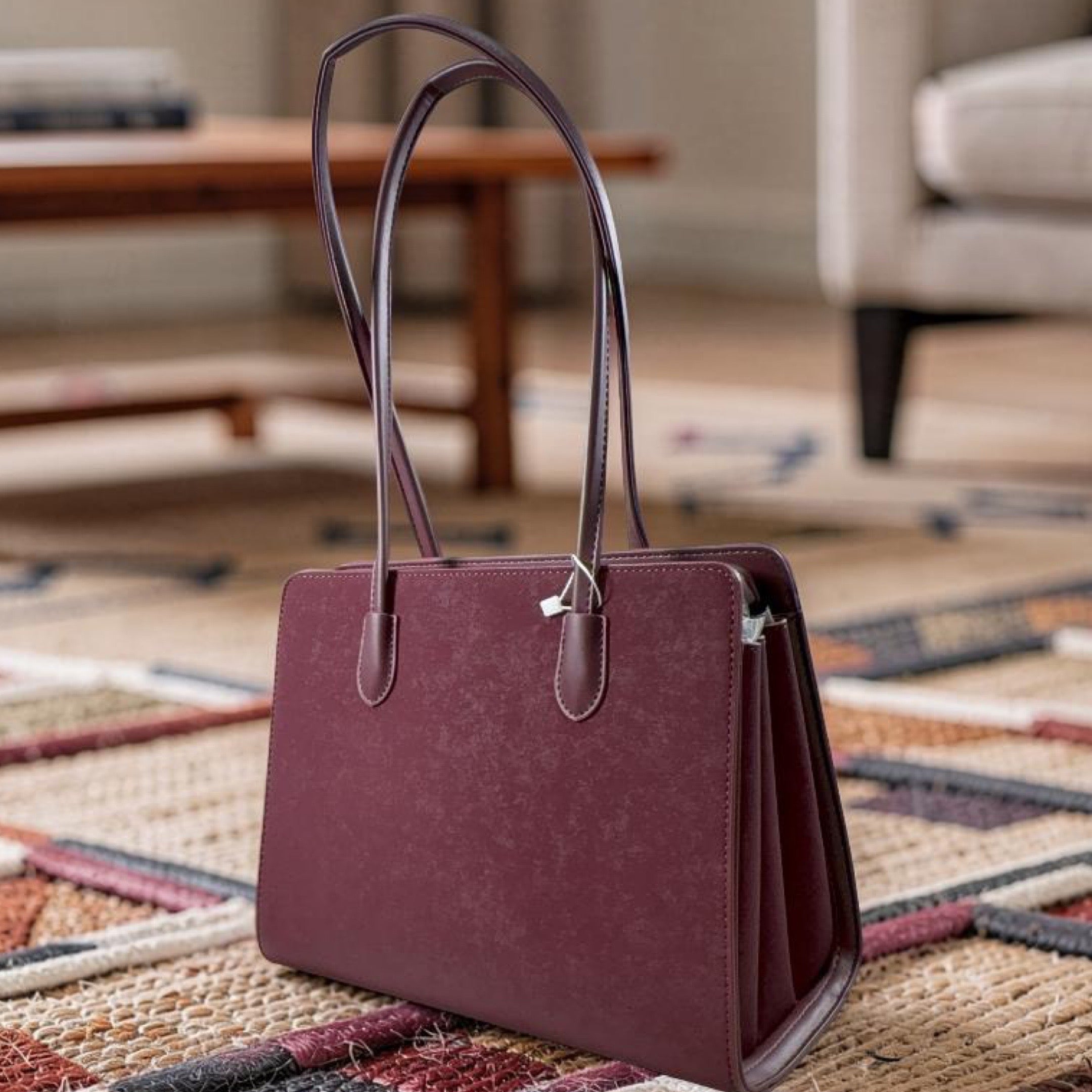 Bagco Long Handle Monochrome Bag in Burgundy