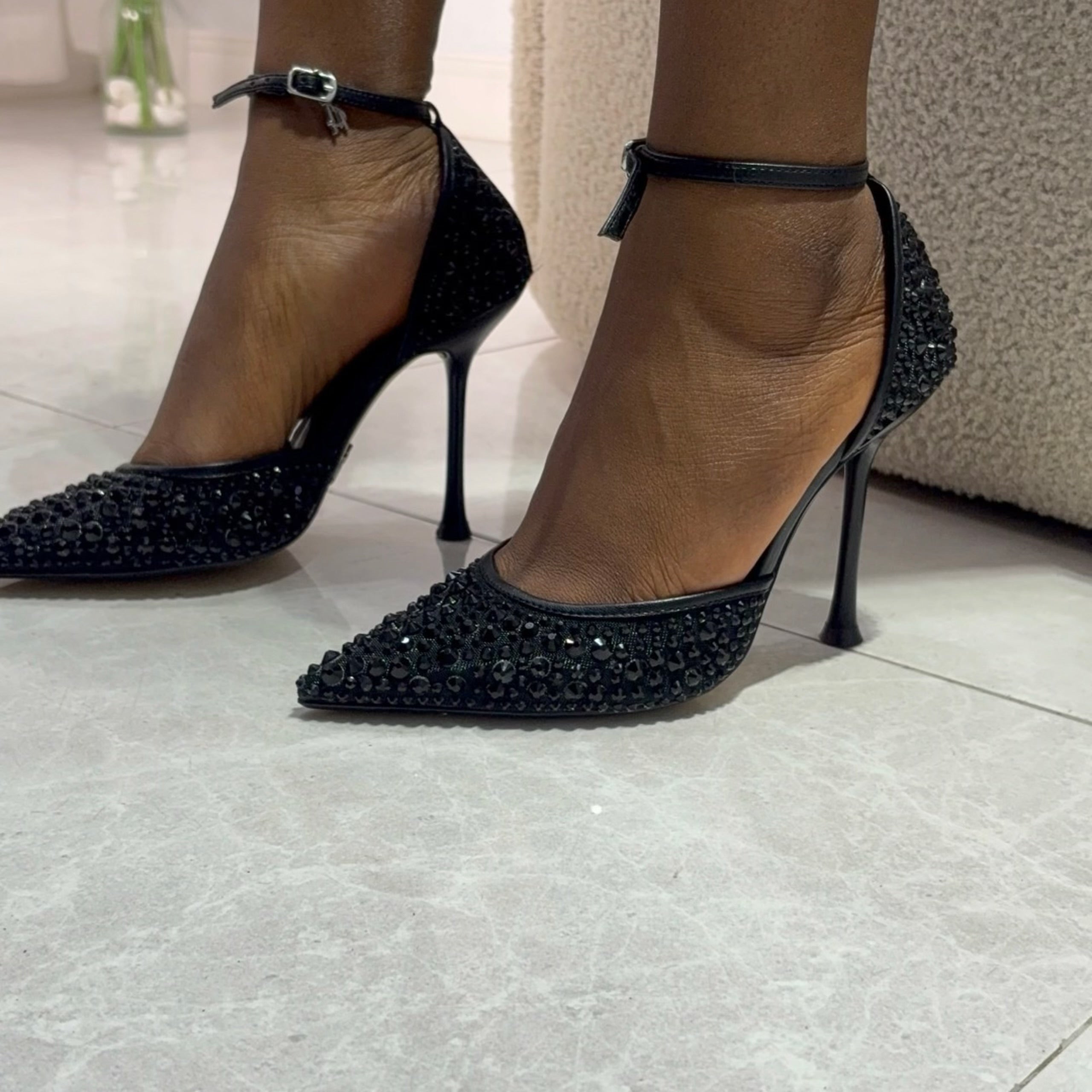 Steve Madden Embellished Pointed Toe D'orsay Pump in Black