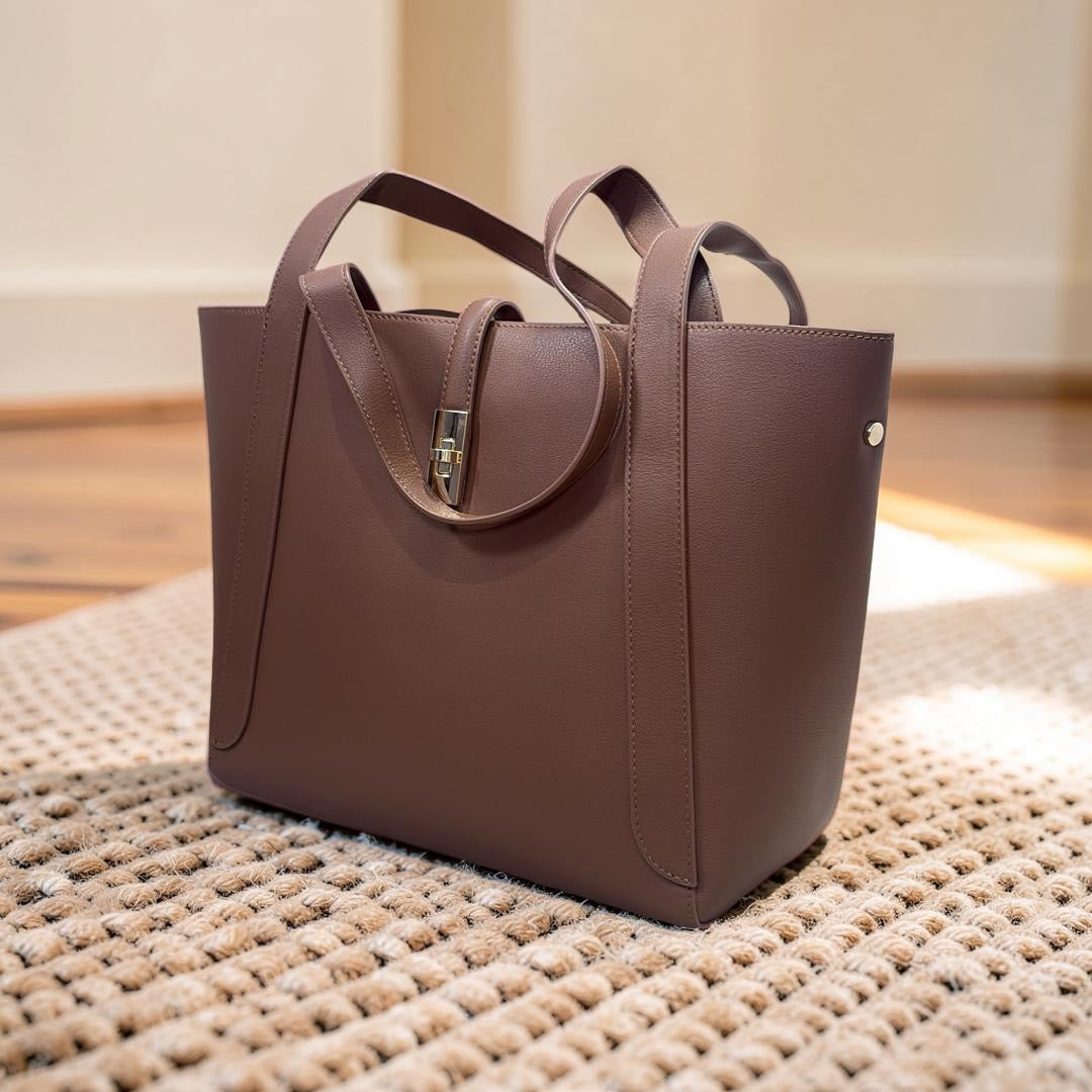 Chrisbella Large Front Knob Bag in Brown