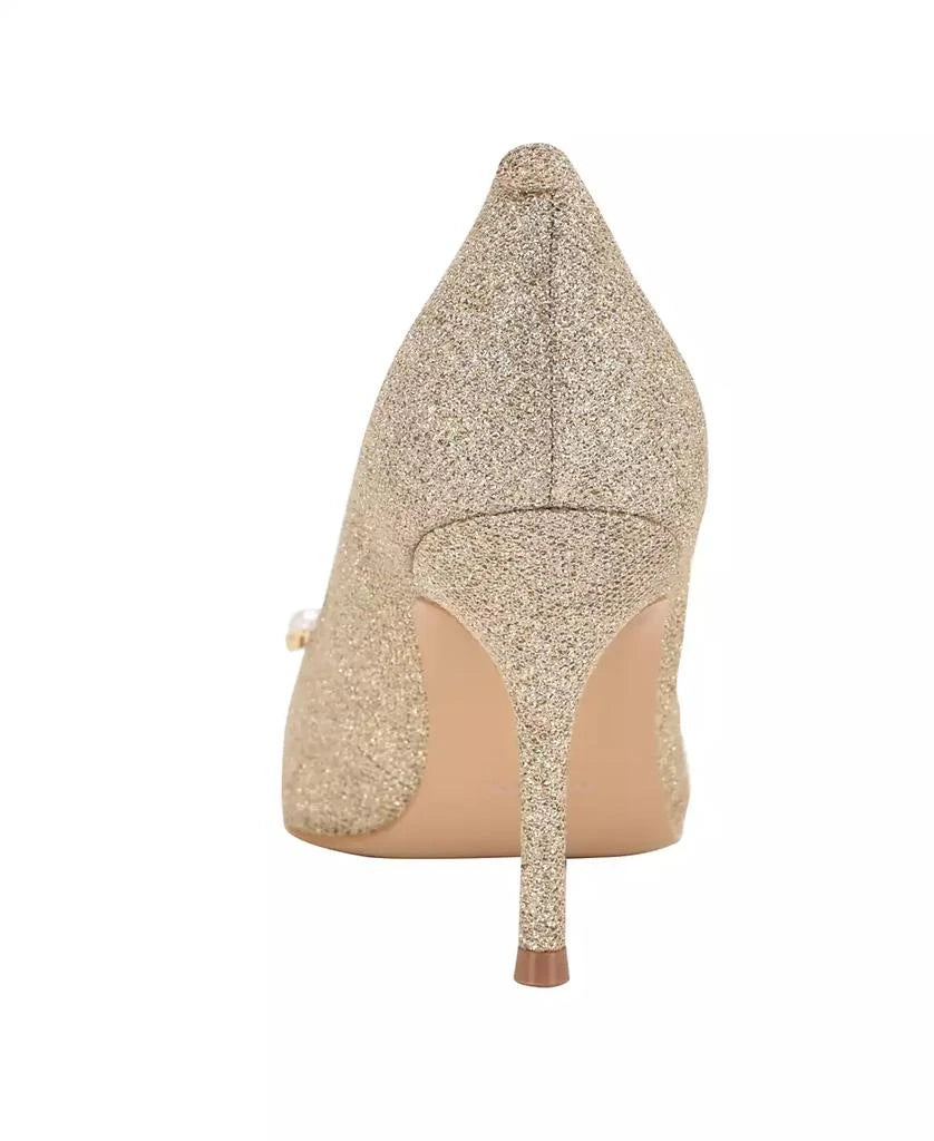 Guess Suede Pointed Toe Brooch Pump in Gold
