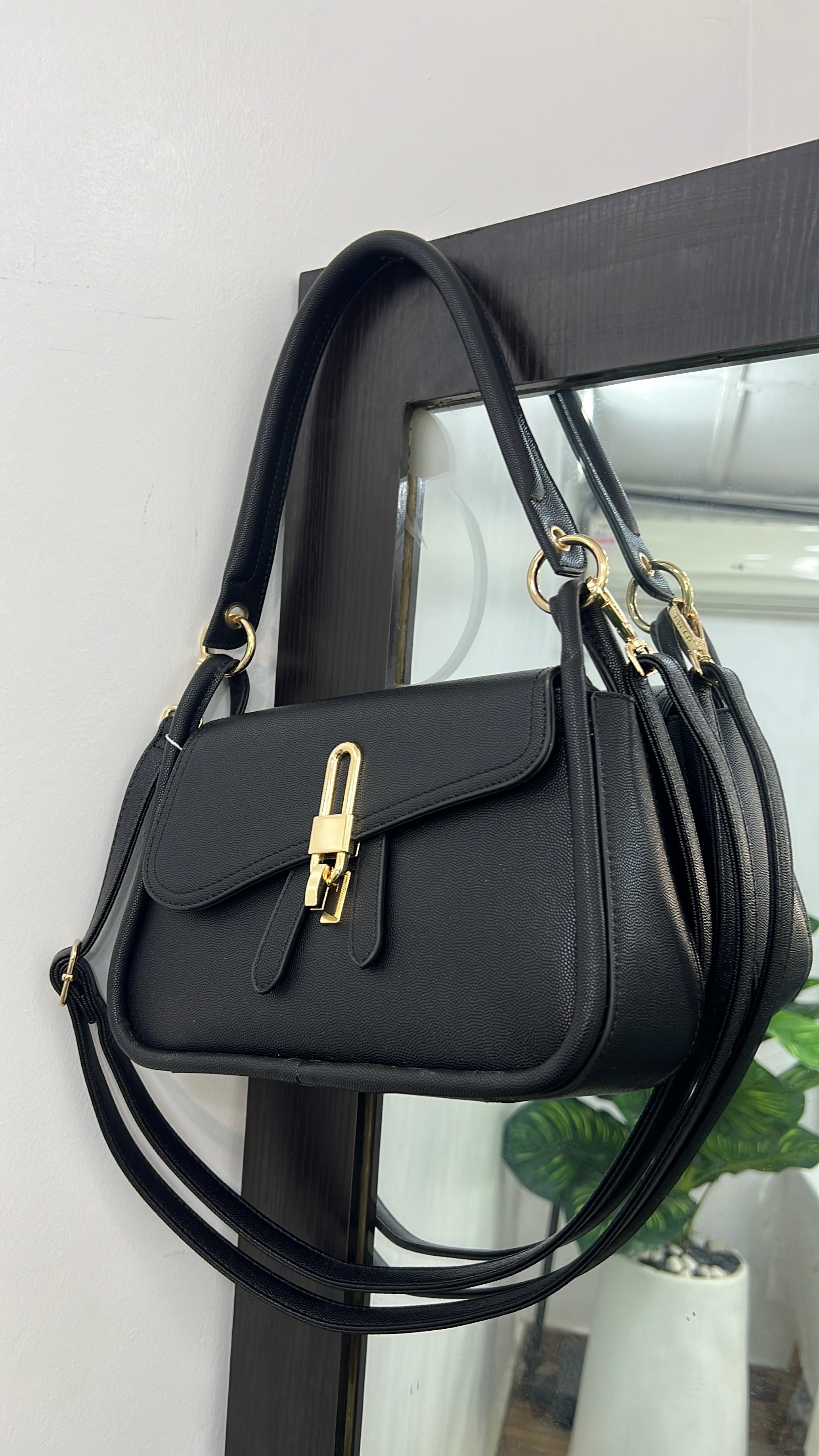 Bagco Small Double Detachable Strap Handle Bag in Black