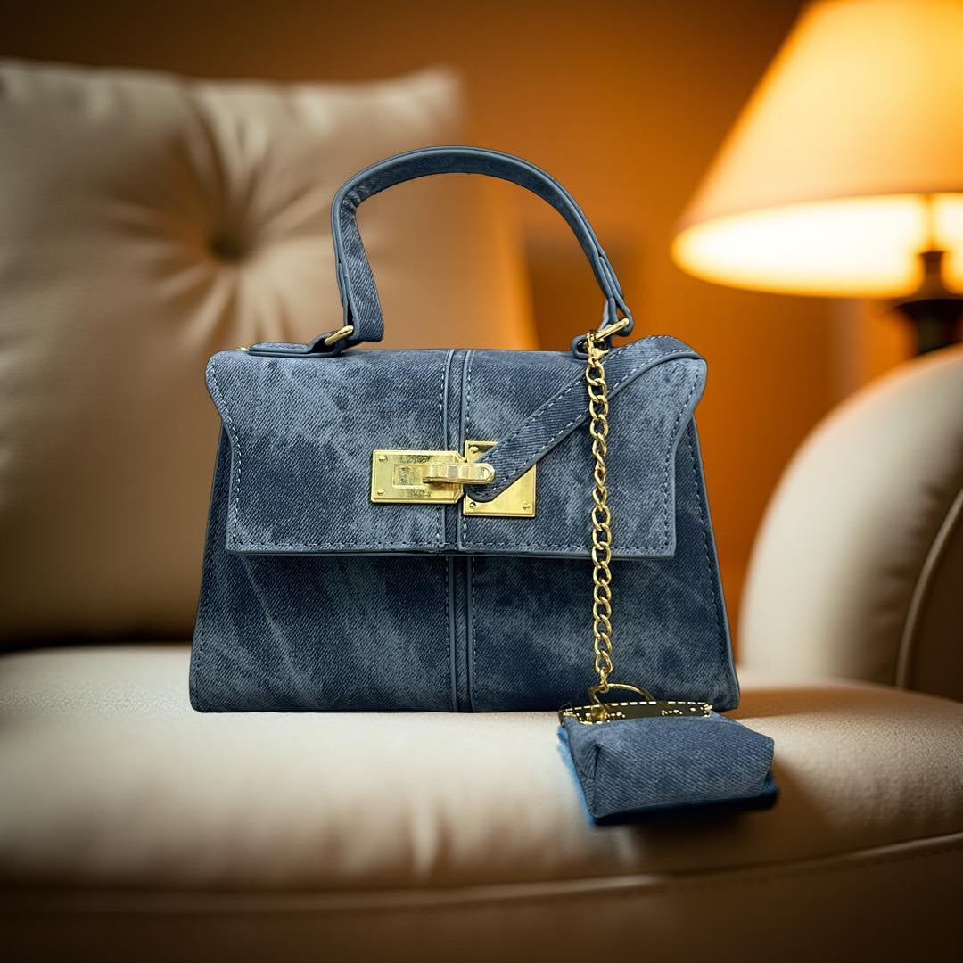 Classic Top Handle Mini Bag in Denim Blue