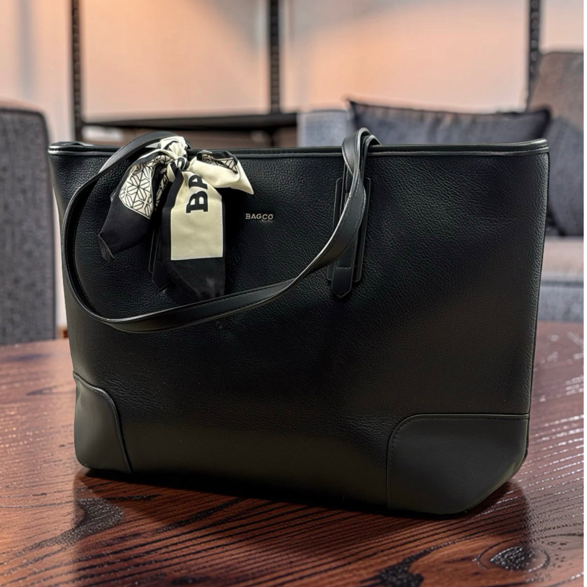 Bagco Scarf Large Tote Bag in Black