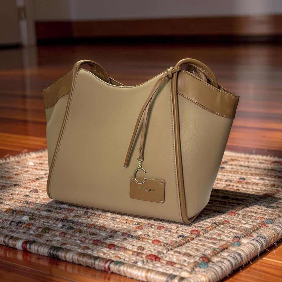Chrisbella Tube Strap Handle Bag in Khaki