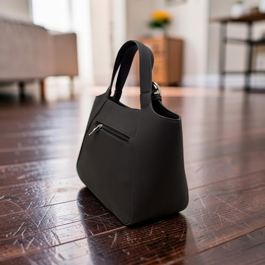 Chrisbella Suede detail Large Bag in Coffee