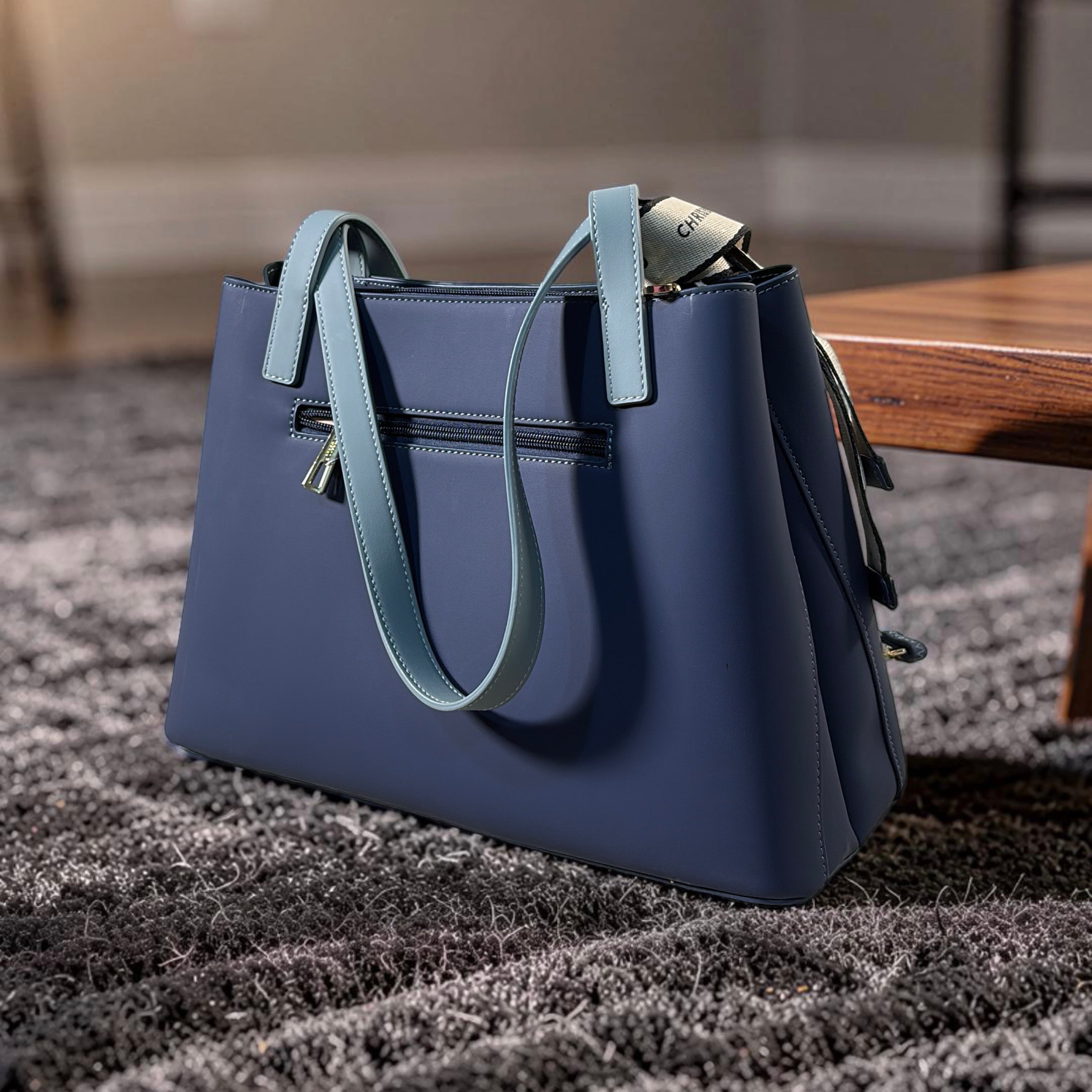 Chrisbella 2-in-1 Contrast Color Shoulder Bag in Navy